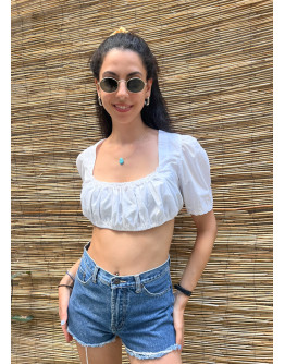 Vintage cropped λευκό top S