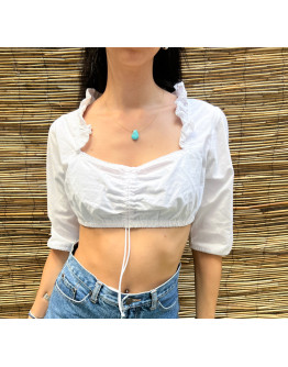 Vintage cropped λευκό top S-M