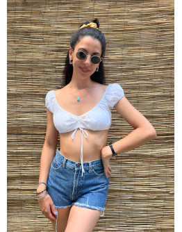 Vintage cropped λευκό top XS