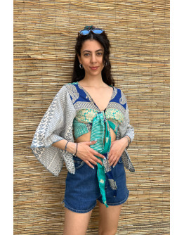 Silk wrap printed top 