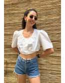Vintage cropped λευκό top XL