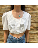 Vintage cropped λευκό top XL