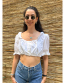 Vintage cropped λευκό top XL