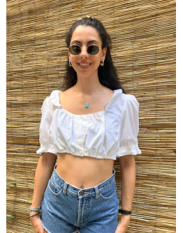 Vintage cropped λευκό top XL