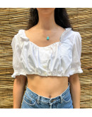 Vintage cropped λευκό top XL