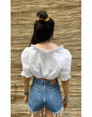 Vintage cropped λευκό top XL