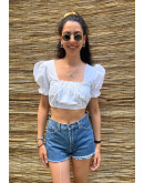 Vintage cropped λευκό top M