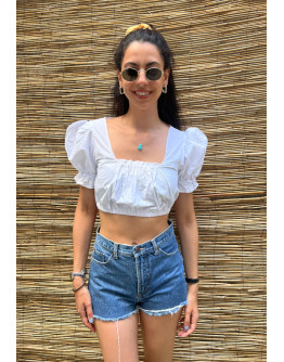 Vintage cropped λευκό top M