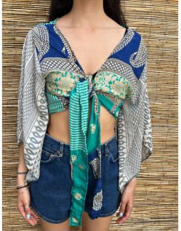 Silk wrap printed top 