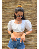 Vintage cropped λευκό top S
