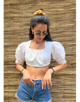 Vintage cropped λευκό top S
