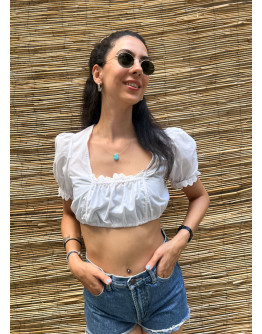 Vintage cropped λευκό top S