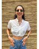 Vintage cropped λευκό top M-L