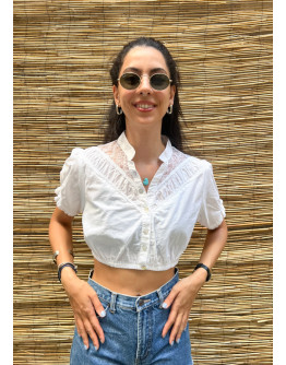 Vintage cropped λευκό top M-L