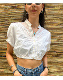 Vintage cropped λευκό top M-L