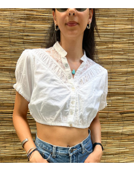 Vintage cropped λευκό top M-L
