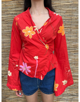 Vintage floral wrap top