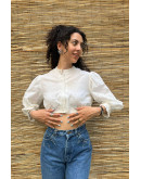 Vintage white top with embroidery M