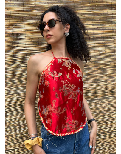 Vintage ασιάτικο μεταξωτό wrap top