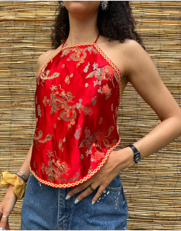 Vintage asian silk wrap top 
