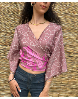 Silk wrap printed top 