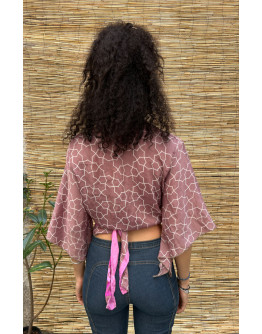 Silk wrap printed top 