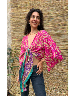 Silk wrap printed top 