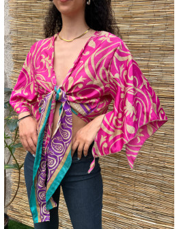Silk wrap printed top 
