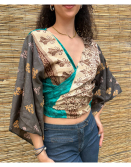 Silk wrap printed top 