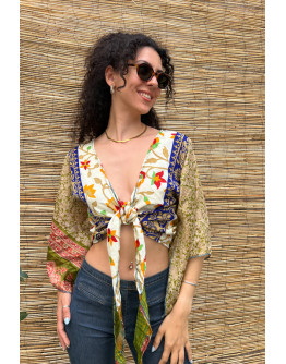 Silk wrap printed top 