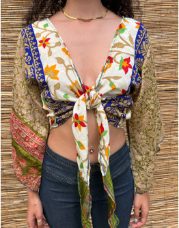 Silk wrap printed top 