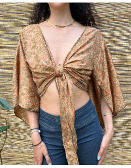 Silk wrap printed top 