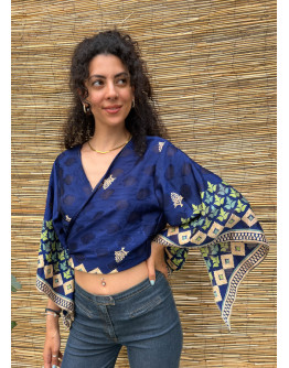 Silk wrap printed top 