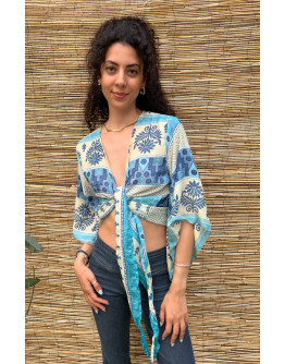 Silk wrap printed top 