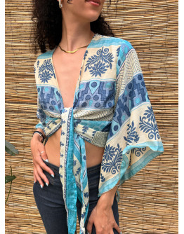 Silk wrap printed top 