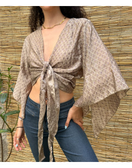 Silk wrap printed top 