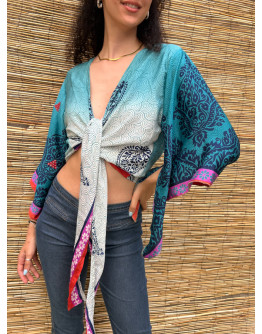 Silk wrap printed top 