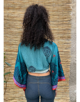 Silk wrap printed top 