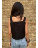 Vintage λινό μαύρο top L