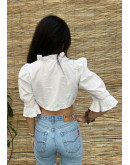 Vintage λευκό top με κεντημένες λεπτομέρειες XXL