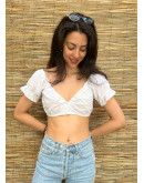 Vintage cropped λευκό top M