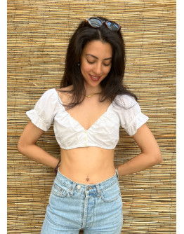 Vintage cropped λευκό top M