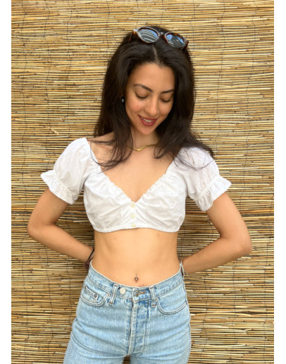 Vintage cropped λευκό top M