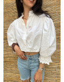Vintage λευκό top με κεντημένες λεπτομέρειες 4XL