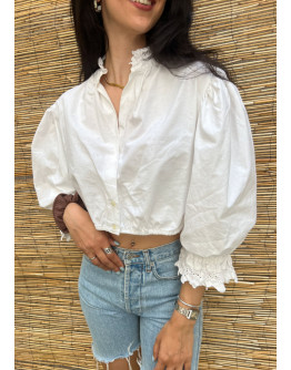 Vintage λευκό top με κεντημένες λεπτομέρειες 4XL