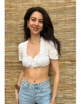 Vintage cropped λευκό top XS