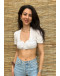 Vintage cropped λευκό top XS