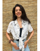 Vintage cropped εμπριμέ top Μ
