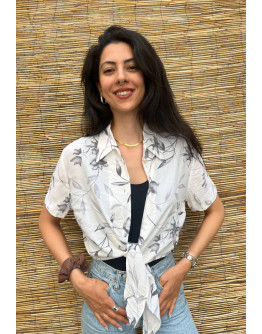 Vintage cropped εμπριμέ top Μ