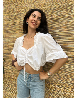 Vintage cropped λευκό top 4XL